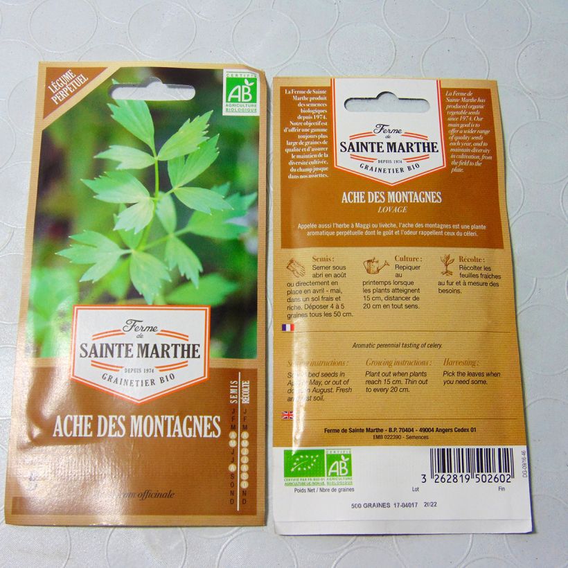 Esimerkki toimitetusta Liperi luomu - Ferme de Sainte Marthe - Levisticum officinalis 500 siemenen pussi (1g)-taimesta