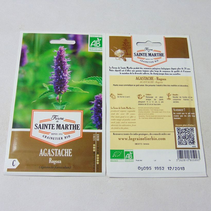Esimerkki toimitetusta Koreaniiso luomu - Ferme de Sainte Marthe - Agastache rugosa 150 siemenen pussi (0.095g)-taimesta