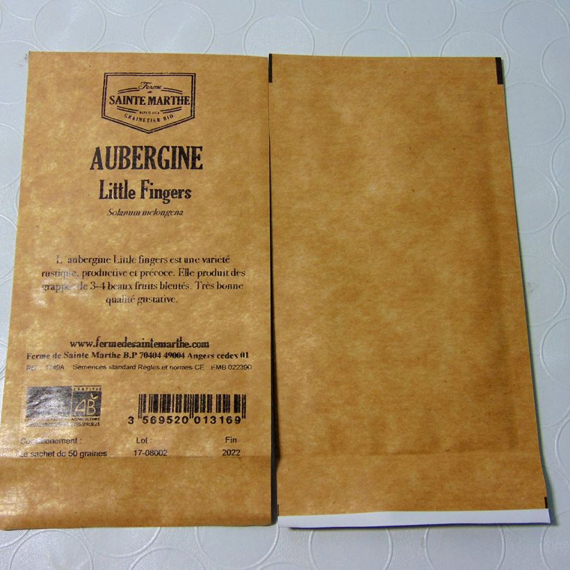 Esimerkki toimitetusta Munakoiso Little Fingers luomu - Ferme de Sainte Marthe 50 siemenen pussi-taimesta