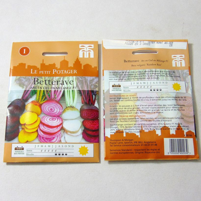 Esimerkki toimitetusta Punajuurikas Rainbow Beet 250 siemenen pussi (5g)-taimesta