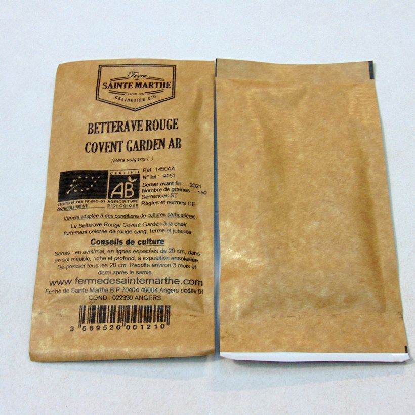 Esimerkki toimitetusta Punajuurikas Covent Garden luomu - Ferme de Sainte Marthe 150 siemenen pussi (1g)-taimesta