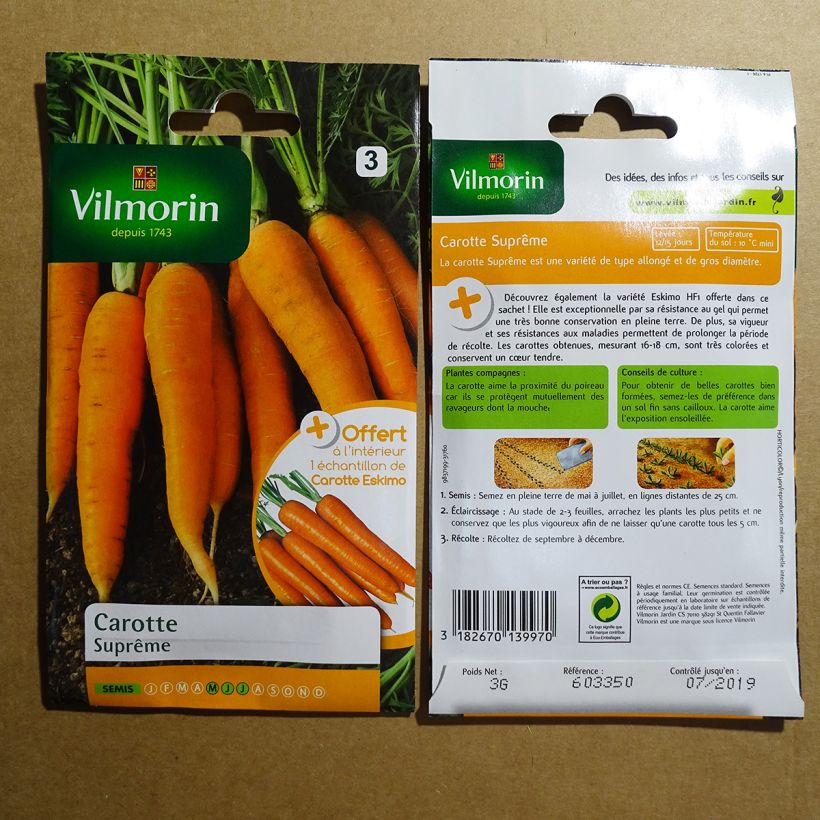 Esimerkki toimitetusta Porkkana Supreme - Vilmorin 1500 siemenen pussi (3g)-taimesta
