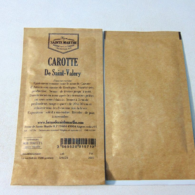 Esimerkki toimitetusta Porkkana Saint-Valéry - Ferme de Sainte Marthe 1500 siemenen pussi (1.95g)-taimesta