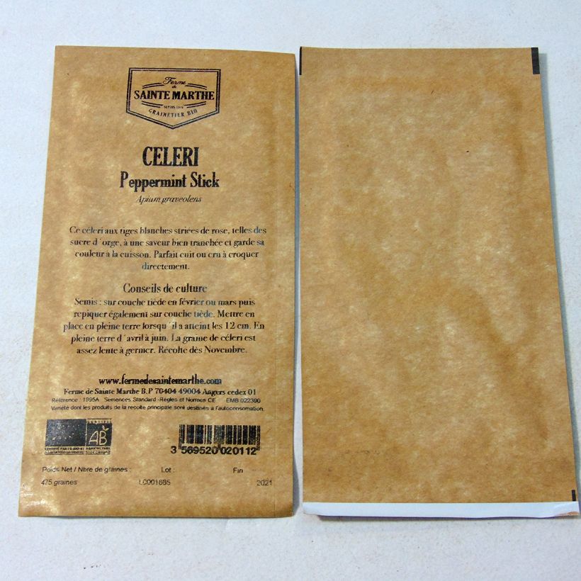 Esimerkki toimitetusta Ruotiselleri Peppermint Stick luomu - Ferme de Sainte Marthe 475 siemenen pussi-taimesta