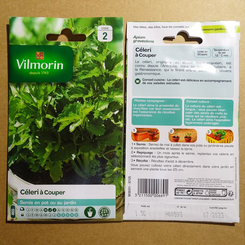 Esimerkki toimitetusta Yrttiselleri - Vilmorin - Apium graveolens 2500 siemenen pussi (1g)-taimesta