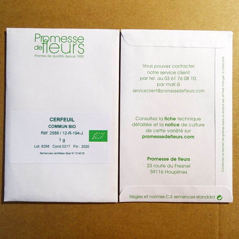Esimerkki toimitetusta Maustekirveli luomu 500 siemenen pussi (1,5g)-taimesta