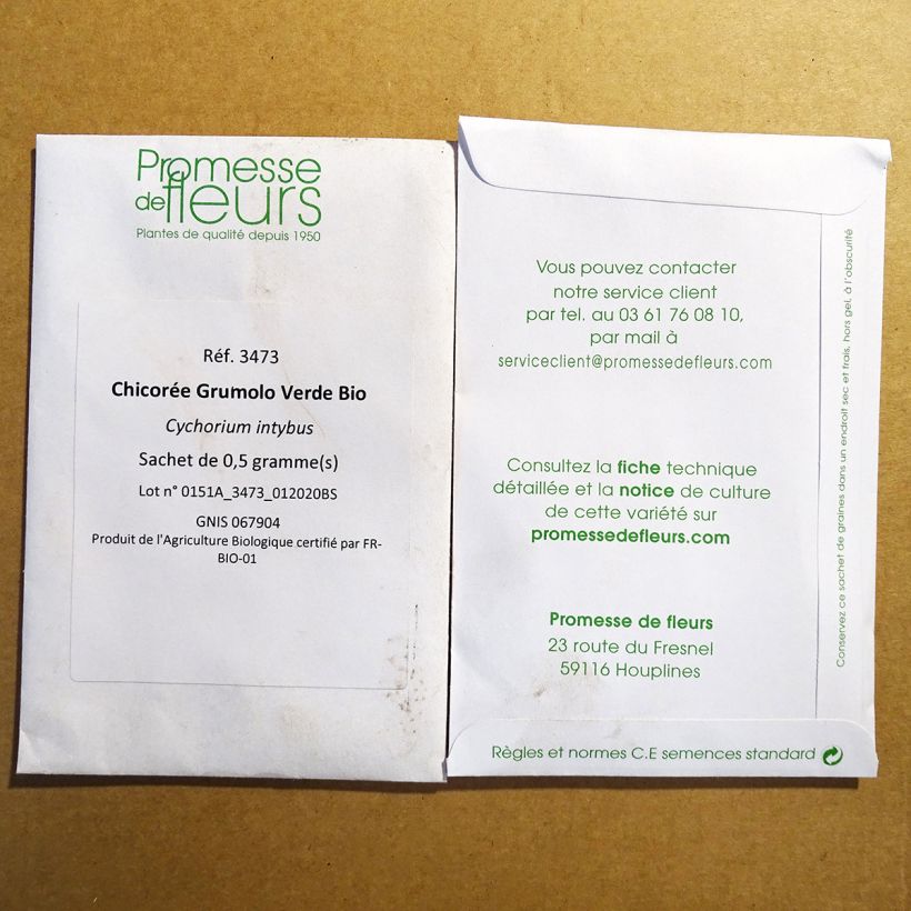 Esimerkki toimitetusta Sikuri Grumolo Verde luomu 300 siemenen pussi (0.5g)-taimesta