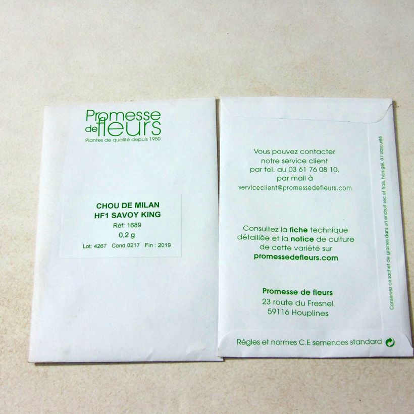 Esimerkki toimitetusta Savoijinkaali Savoy King F1 800 siemenen pussi (2g)-taimesta