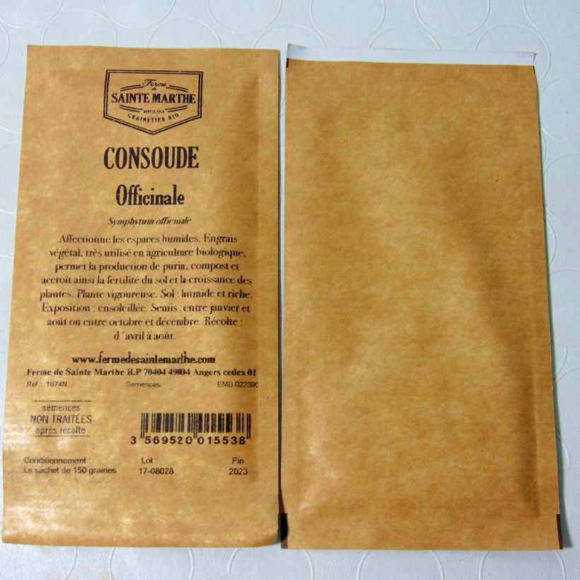 Esimerkki toimitetusta Rohtoraunioyrtti - Ferme de Sainte Marthe - Symphytum officinale 20 siemenen pussi-taimesta