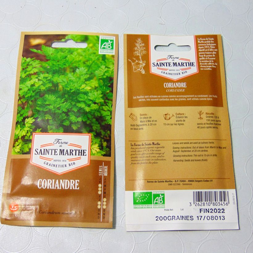 Esimerkki toimitetusta Korianteri luomu - Ferme de Sainte Marthe - Coriandrum sativum 80 siemenen pussi (1g)-taimesta