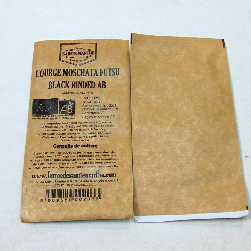 Esimerkki toimitetusta Myskikurpitsa Futsu Black Rinded luomu - Ferme de Sainte Marthe 20 siemenen pussi (1g)-taimesta
