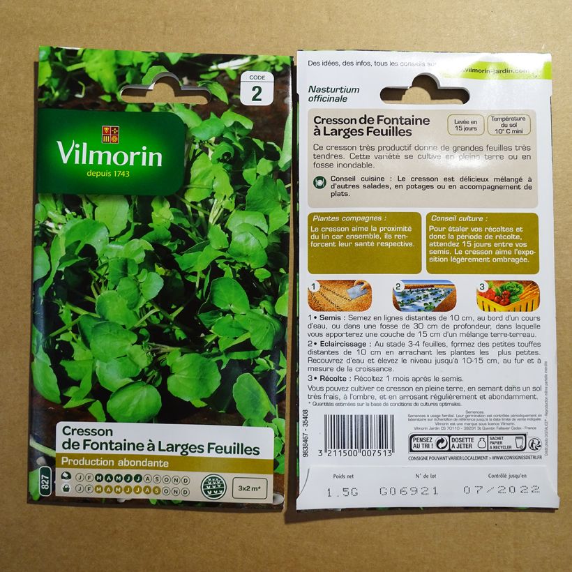 Esimerkki toimitetusta Isovesikrassi - Vilmorin - Nasturtium officinale 450 siemenen pussi (1g)-taimesta