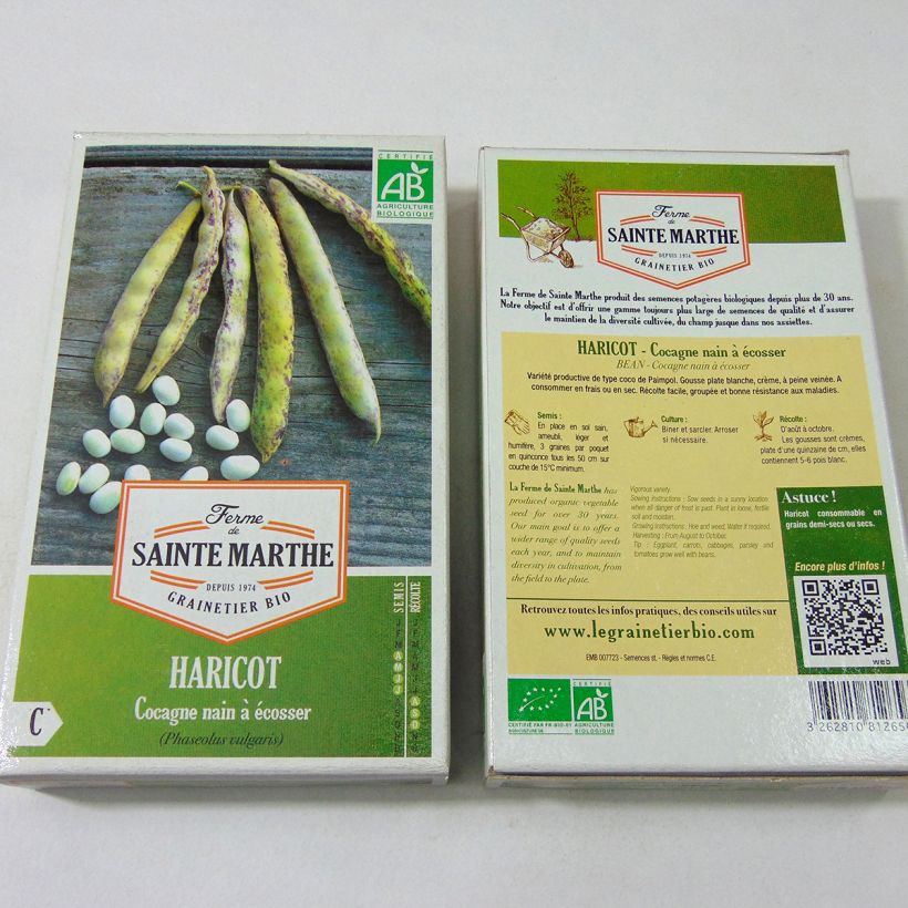Esimerkki toimitetusta Tarhapapu Cocagne luomu - Ferme de Sainte Marthe 160 siemenen pussi (80g)-taimesta