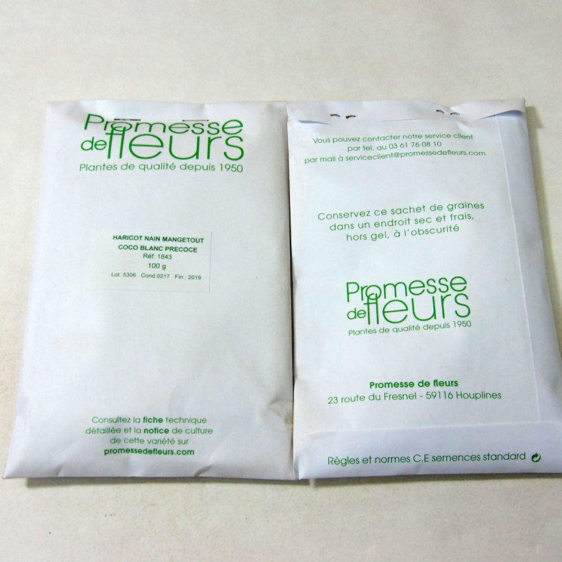 Esimerkki toimitetusta Tarhapapu Coco valkoinen aikainen - Phaseolus vulgaris 180 siemenen pussi (100g)-taimesta