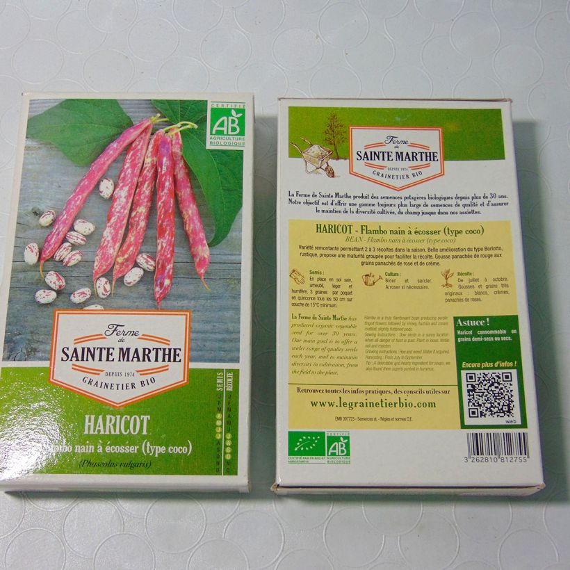 Esimerkki toimitetusta Tarhapapu Flambo luomu - Ferme de Sainte Marthe 180 siemenen pussi (80g)-taimesta