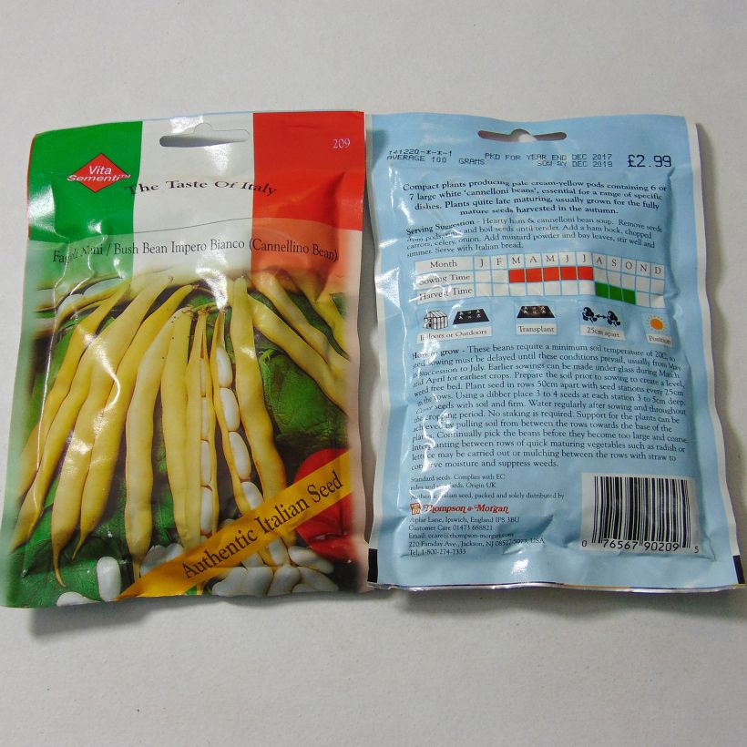 Esimerkki toimitetusta Tarhapapu Impero Bianco 200 siemenen pussi (100g)-taimesta