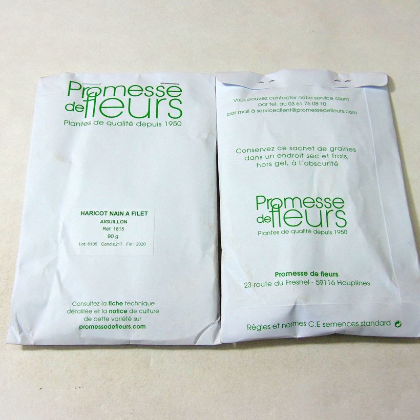 Esimerkki toimitetusta Pensaspapu Aiguillon - Phaseolus vulgaris 220 siemenen pussi (90g)-taimesta