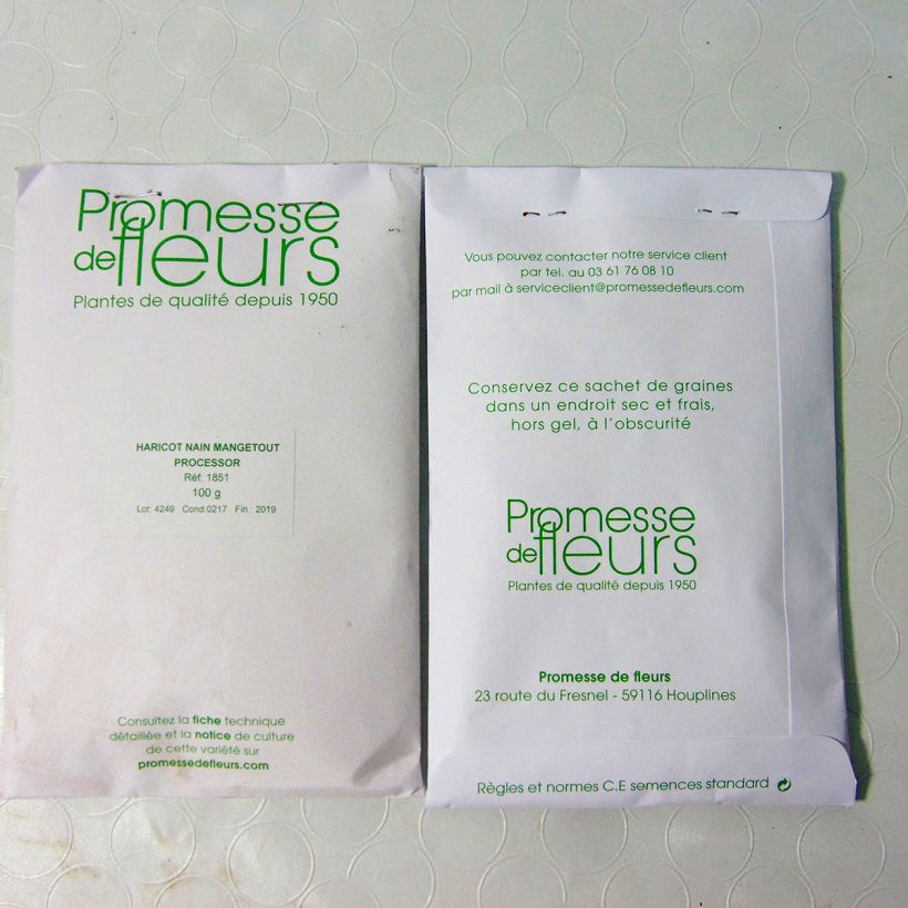 Esimerkki toimitetusta Pensaspapu Processor 250 siemenen pussi (100g)-taimesta
