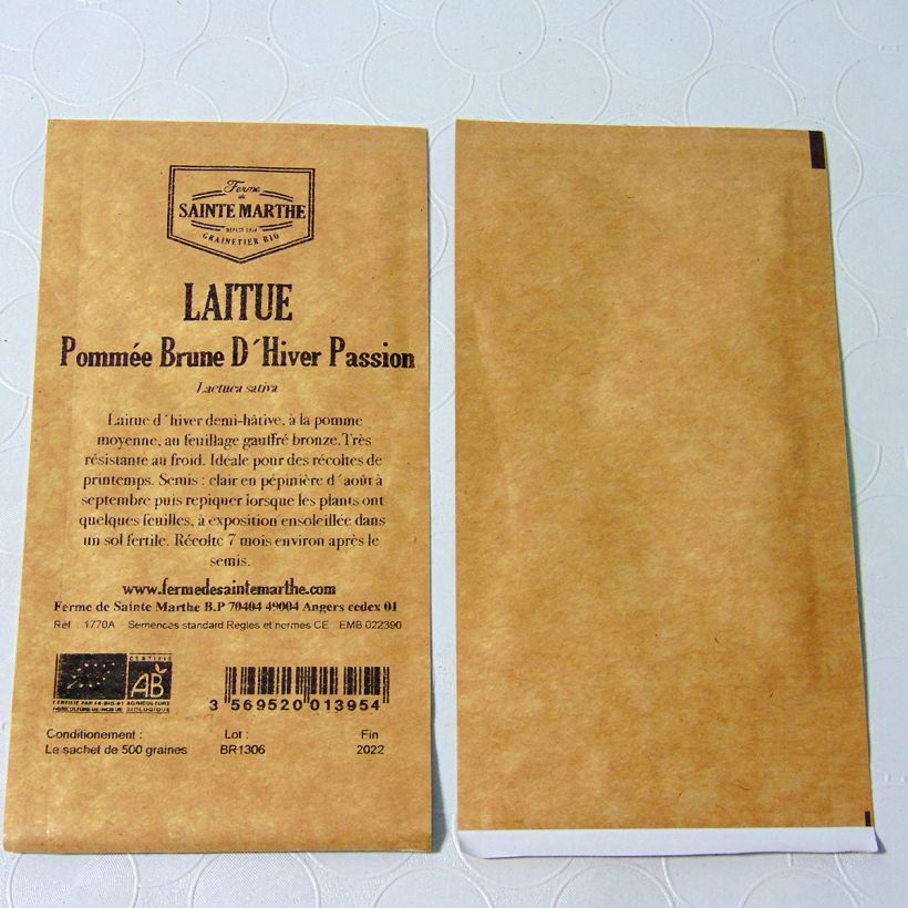 Esimerkki toimitetusta Salaatti Brune d'Hiver Passion luomu - Ferme de Sainte Marthe 500 siemenen pussi-taimesta