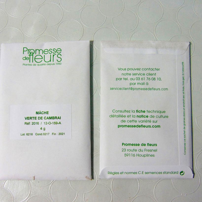 Example of Mâche Verte de Cambrai per pack of 3000 seeds (4g) as you get