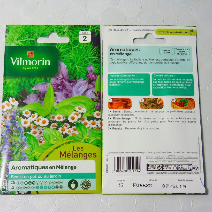 Esimerkki toimitetusta Mélange d'aromatiques - Vilmorin 3 gramman siemenpussi-taimesta