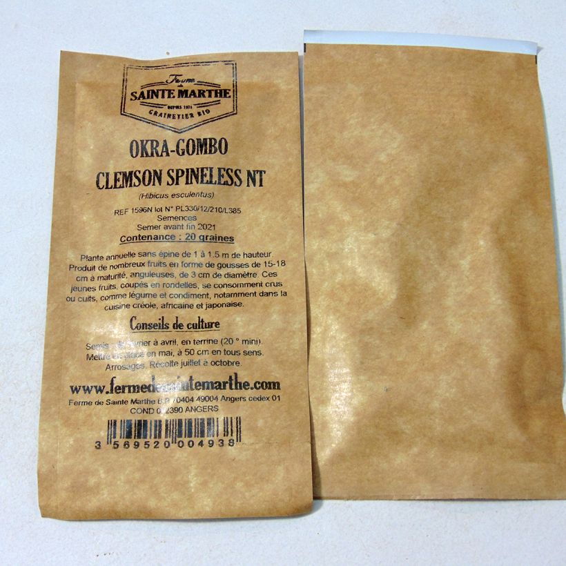 Esimerkki toimitetusta Okra Clemson Spineless - Ferme de Sainte Marthe 20 siemenen pussi (1g)-taimesta
