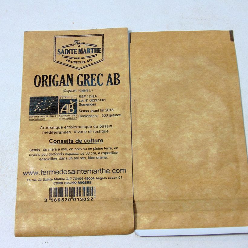 Esimerkki toimitetusta Mäkimeirami Greek luomu - Ferme de Sainte Marthe 300 siemenen pussi-taimesta