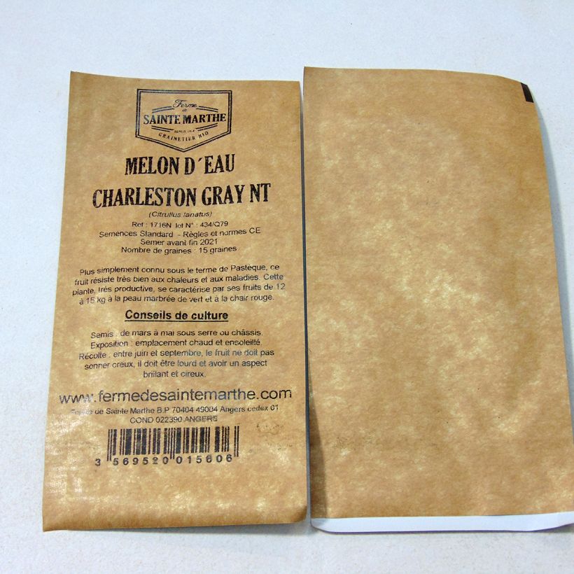 Esimerkki toimitetusta Vesimeloni Charleston - Ferme de Sainte Marthe 15 siemenen pussi (1g)-taimesta