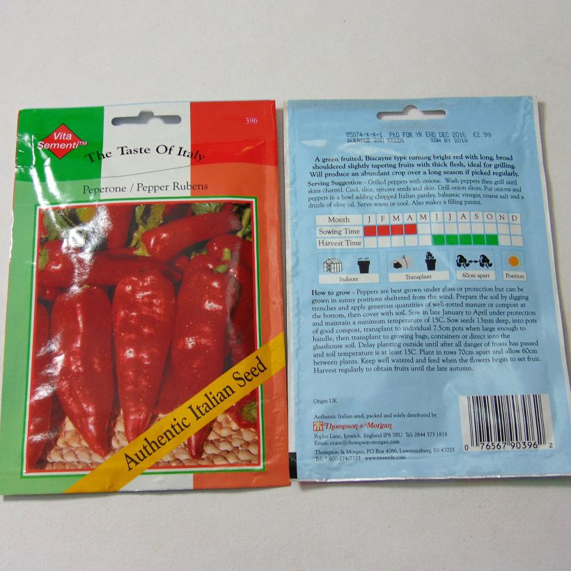 Esimerkki toimitetusta Punainen maustepaprika Rubens Lungo Rosso 200 siemenen pussi-taimesta
