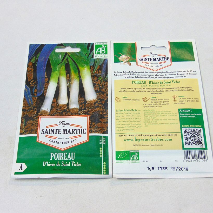 Esimerkki toimitetusta Purjo Saint Victor luomu - Ferme de Sainte Marthe 400 siemenen pussi (1g)-taimesta