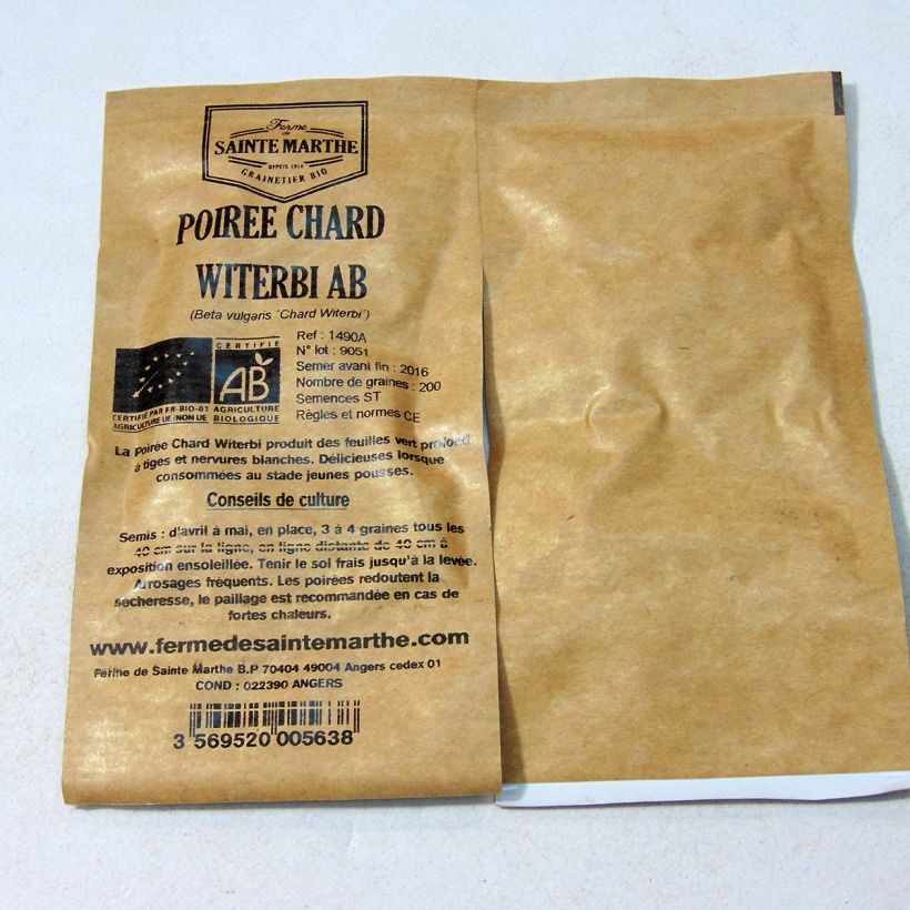 Esimerkki toimitetusta Lehtimangoldi Chard Witerbi luomu - Ferme de Sainte Marthe 200 siemenen pussi (3g)-taimesta