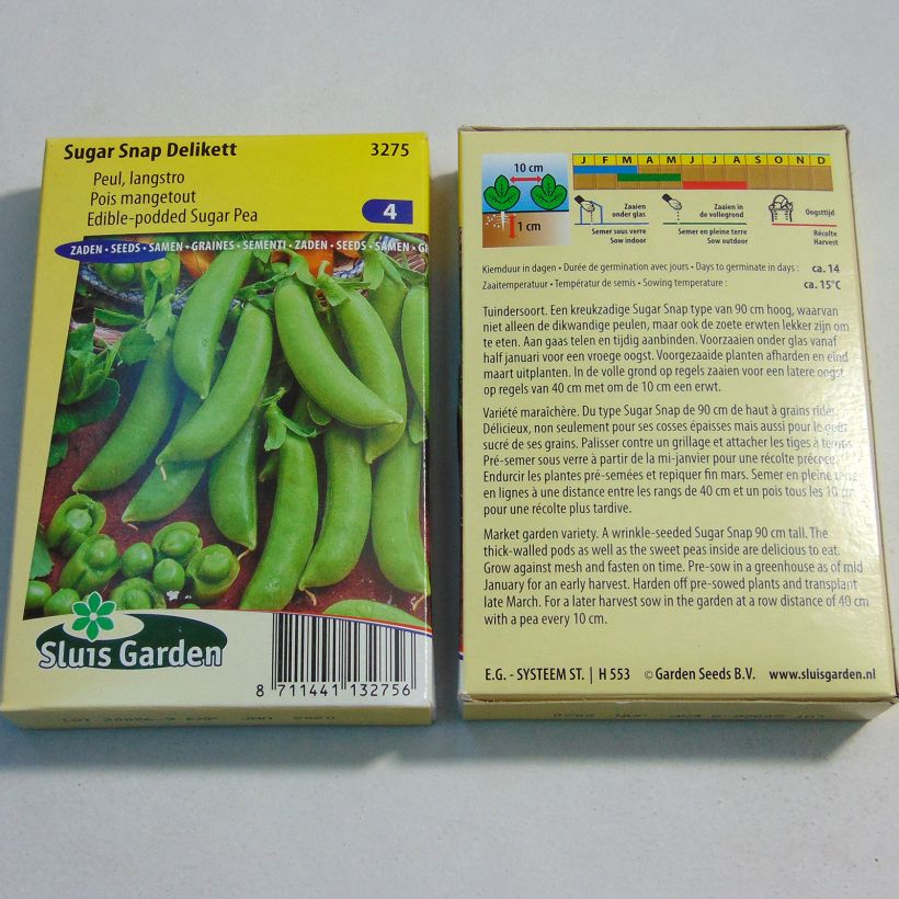 Esimerkki toimitetusta Sokeriherne Sugar Snap Delikett 225 siemenen pussi (75g)-taimesta