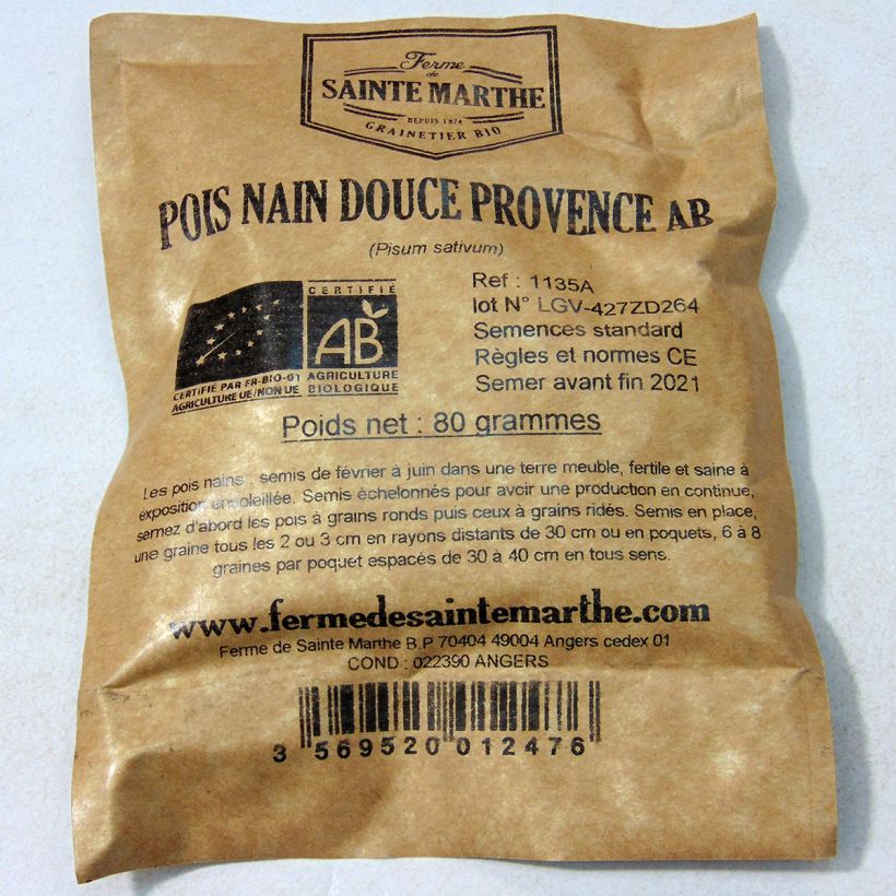 Esimerkki toimitetusta Herne Douce Provence luomu - Ferme de Sainte Marthe 240 siemenen pussi (80g)-taimesta