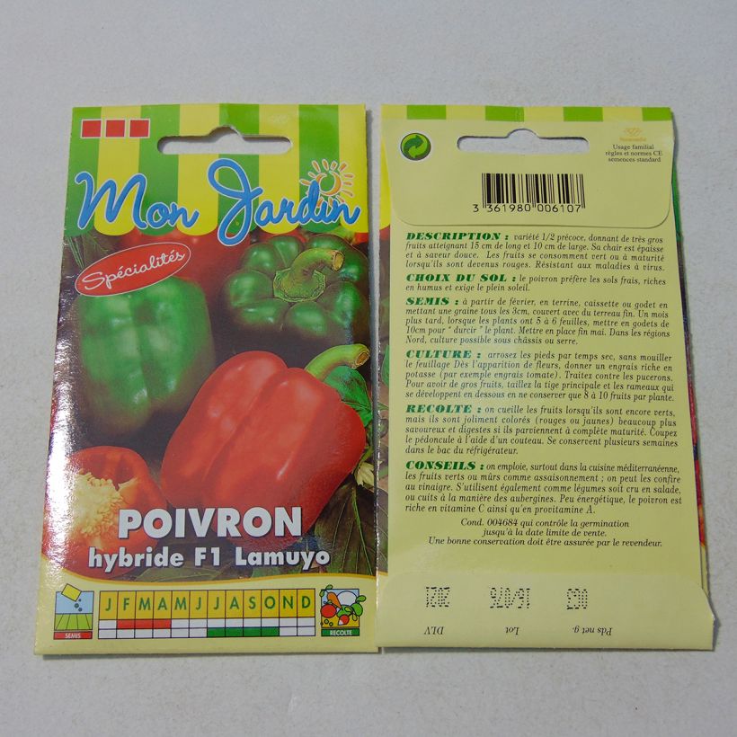 Esimerkki toimitetusta Maustepaprika Lamuyo F1 35 siemenen pussi (0,3g)-taimesta