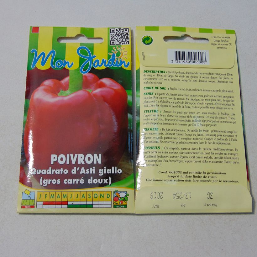 Esimerkki toimitetusta Paprika Quadrato d'Asti Giallo 360 siemenen pussi (3g)-taimesta