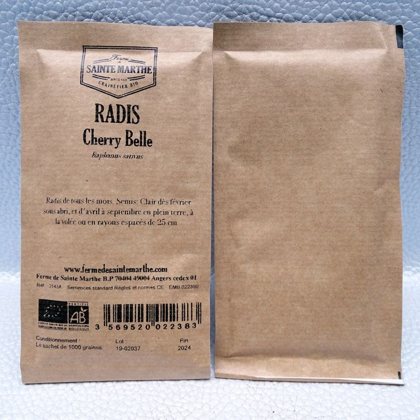 Esimerkki toimitetusta Retiisi Cherry Belle luomu - Ferme de Sainte Marthe 1000 siemenen pussi-taimesta
