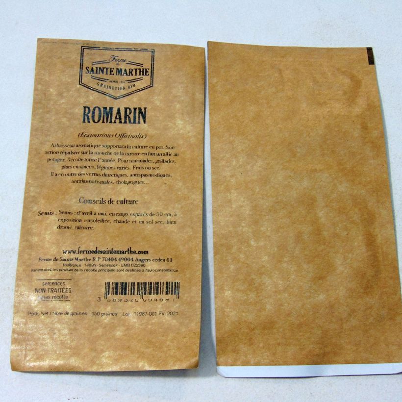 Esimerkki toimitetusta Rohtorosmariini (rosmariini) luomu - Ferme de Sainte Marthe - Rosmarinus officinalis 150 siemenen pussi-taimesta