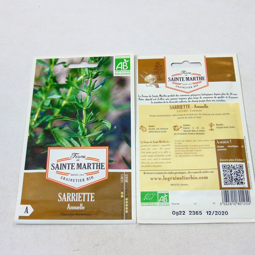 Esimerkki toimitetusta Kesäkynteli luomu - Ferme de Sainte Marthe - Satureja hortensis 500 siemenen pussi-taimesta