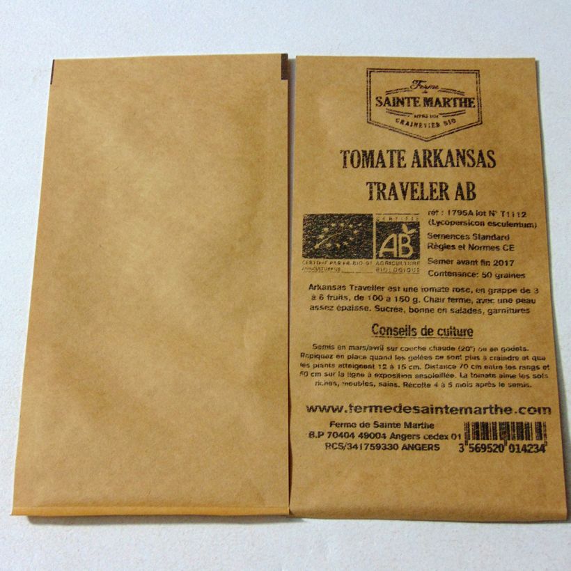 Esimerkki toimitetusta Tomaatti Arkansas Traveler luomu - Ferme de Sainte Marthe 50 siemenen pussi-taimesta