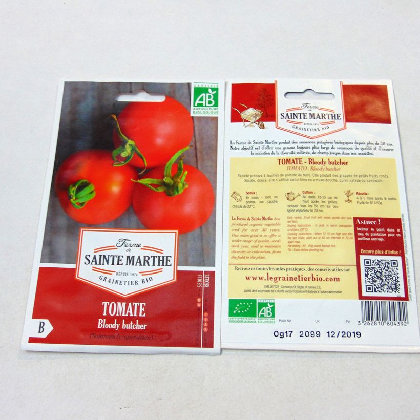Esimerkki toimitetusta Tomaatti Bloody Butcher luomu - Ferme de Sainte Marthe 60 siemenen pussi-taimesta