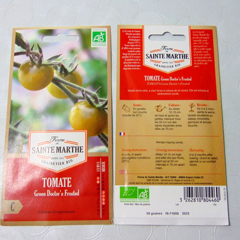 Esimerkki toimitetusta Tomaatti Green Doctor's Frosted luomu - Ferme de Sainte Marthe 50 siemenen pussi-taimesta