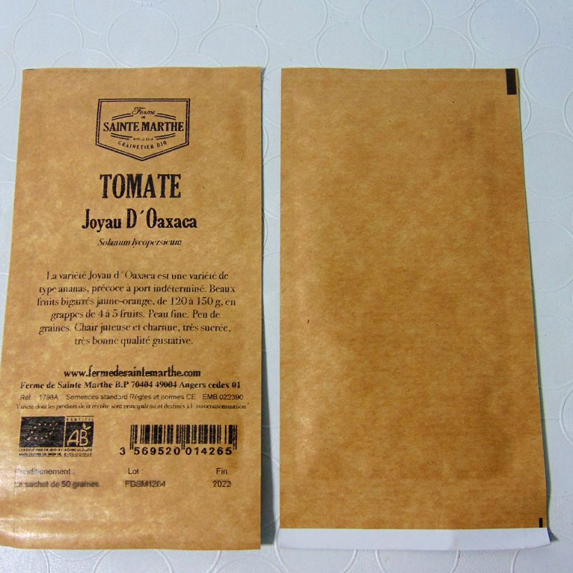 Esimerkki toimitetusta Tomaatti Joyau d'Oaxaca luomu - Ferme de Sainte Marthe 50 siemenen pussi-taimesta
