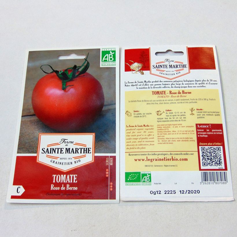 Esimerkki toimitetusta Tomaatti Rose de Berne luomu - Ferme de Sainte Marthe 40 siemenen pussi-taimesta