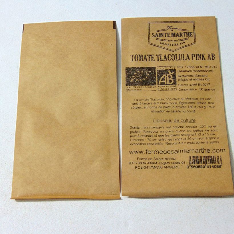 Esimerkki toimitetusta Tomaatti Tlacolula Pink luomu - Ferme de Sainte Marthe 50 siemenen pussi-taimesta