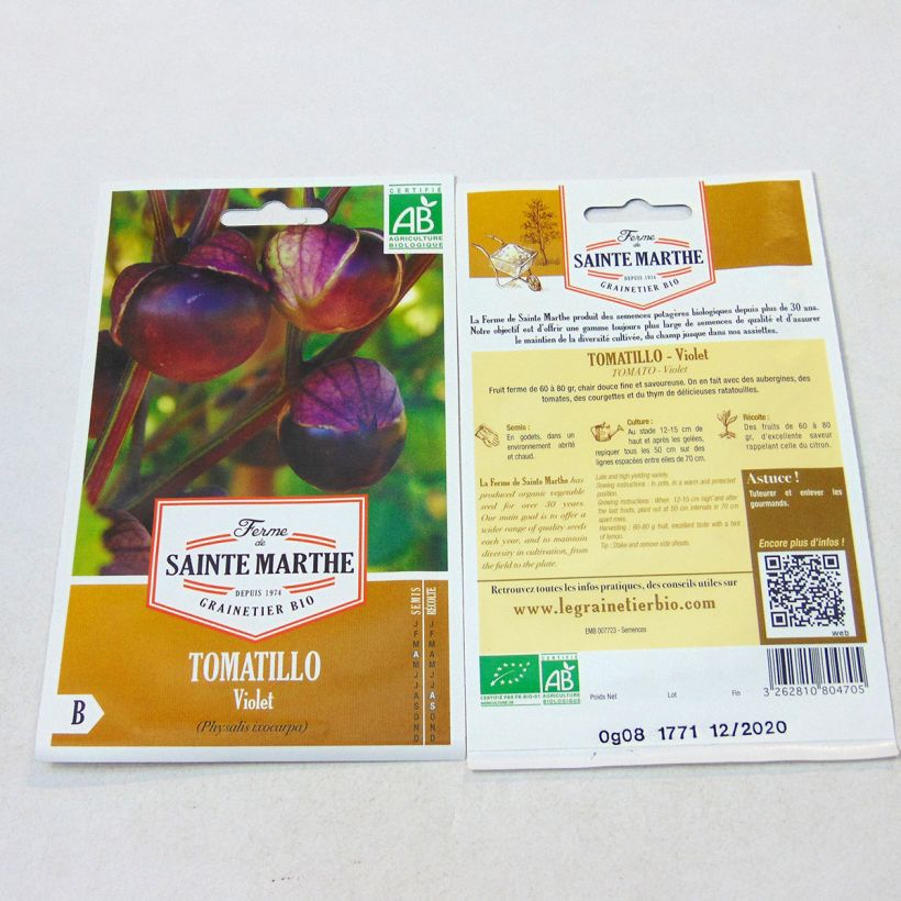 Esimerkki toimitetusta Violetti tomatillo luomu - Ferme de Sainte Marthe - Physalis ixocarpa 30 siemenen pussi-taimesta