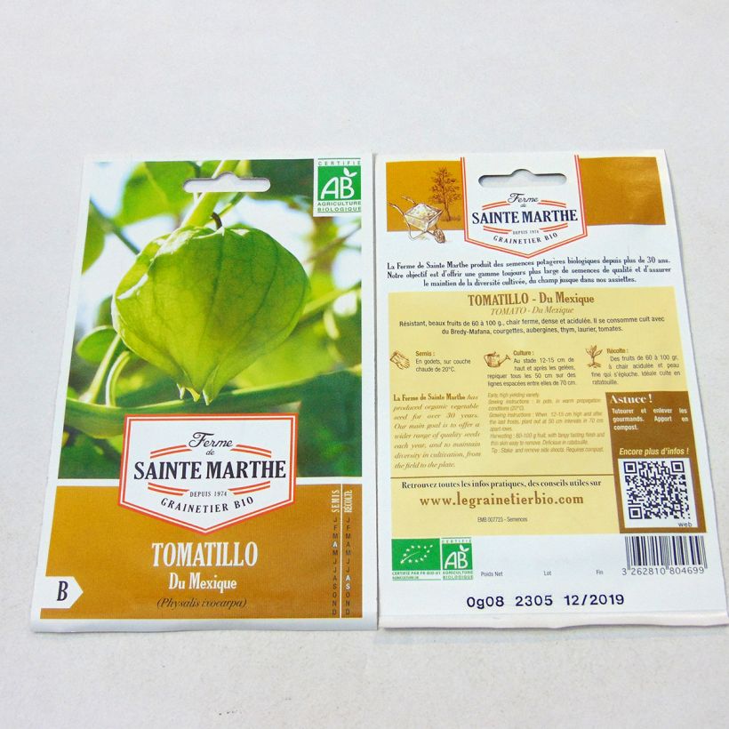 Esimerkki toimitetusta Tomatillo luomu - Ferme de Sainte Marthe - Physalis ixocarpa 50 siemenen pussi-taimesta