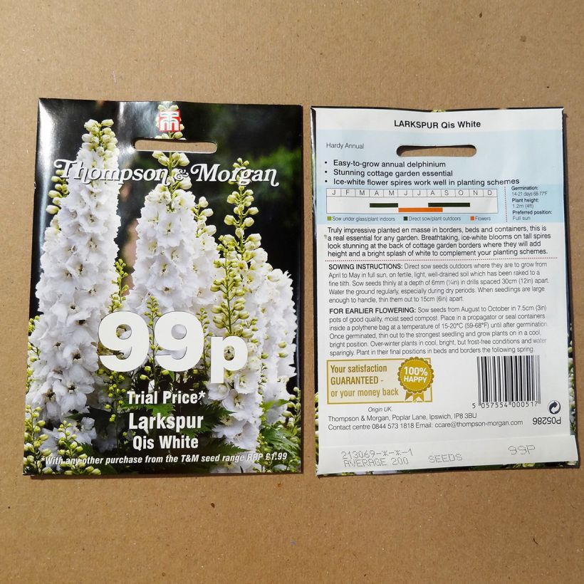 Esimerkki toimitetusta Rikkakukonkannus Qis White (siemenet) - Delphinium per pack of 300 seeds (1g)-taimesta