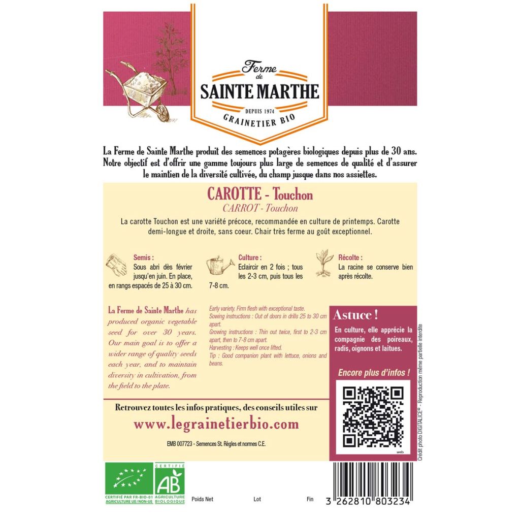 Porkkana Touchon luomu - Ferme de Sainte Marthe