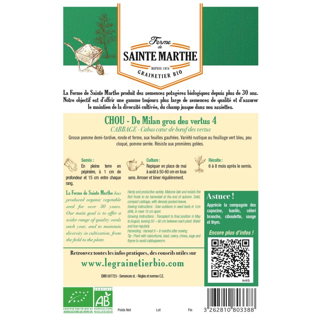 Savoijinkaali Vertus 2 luomu - Ferme de Sainte Marthe