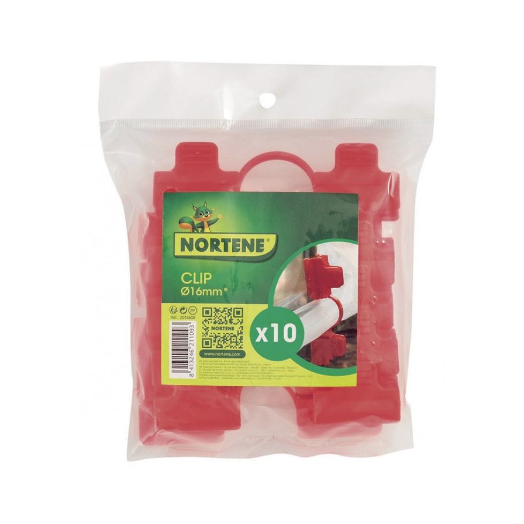 Kiinnikkeet tomaatin kaarelle taivutettujen tukien kiinnittämiseen, halkaisija 16 mm, Nortene, 10 kpl:n setti